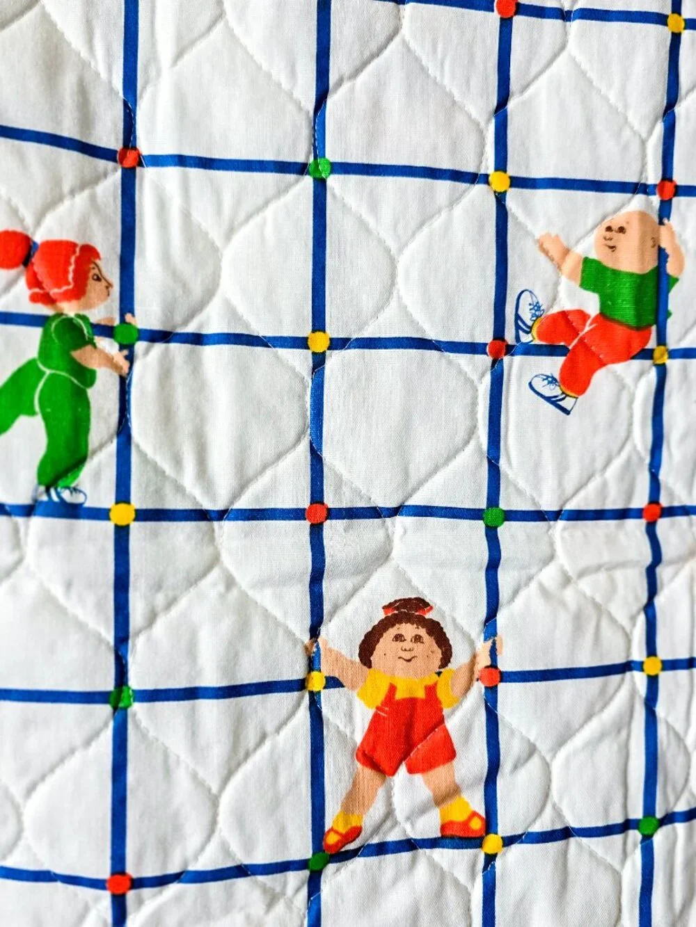 Handmade Vintage 1980s Cabbage Patch Kids Baby Quilt Crib Toddler Blanket